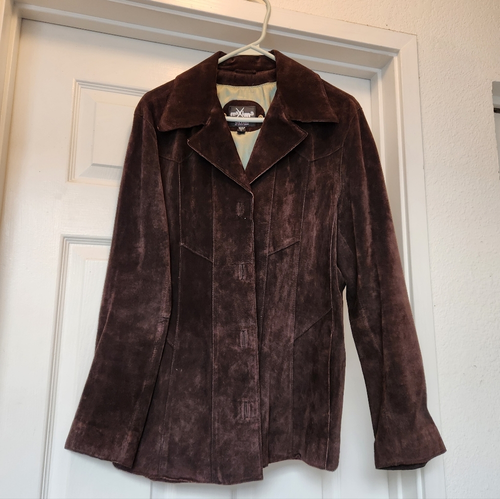 Wilsons Leather Dark Brown Suede Blazer